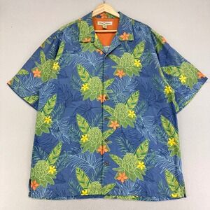 Tommy Bahama Camp Shirt Mens Large Silk Palm Mirage Tropical‎ Vibes Beach Floral
